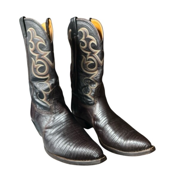 Vintage Nocona Men’s Western Boots 1536 Cowboy Snake Skin Flame Stitch 11-1/2 D main image 9